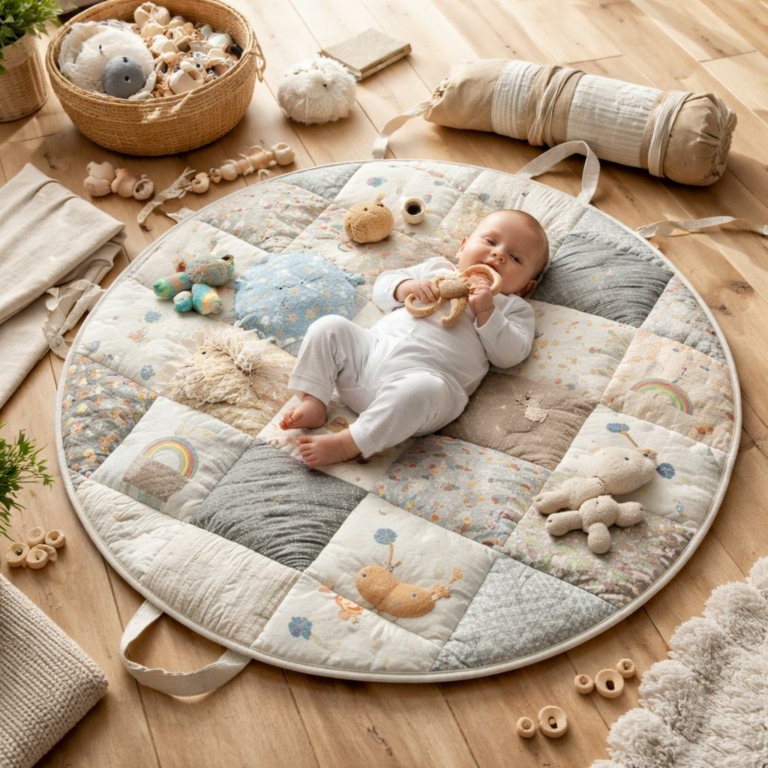 Tapis de jeu nomade DIY — idée de cadeau de naissance pratique et personnalisable
